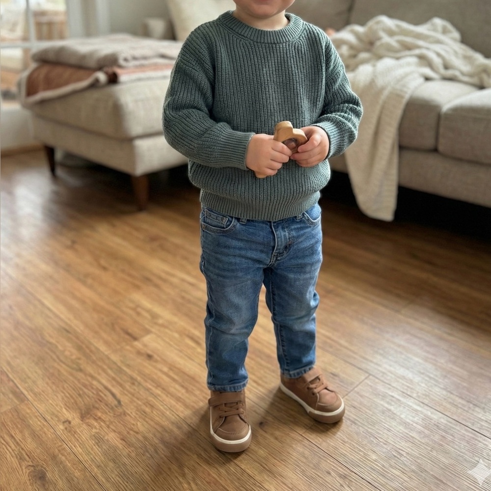 Zara Kids Cozy Teal Green Knit Sweater 2-3 Oversized Daycare Family Pictures